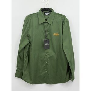 NWT Von Dutch Olive Green Button Up Orange Logo Shirt Large Utility Work $79